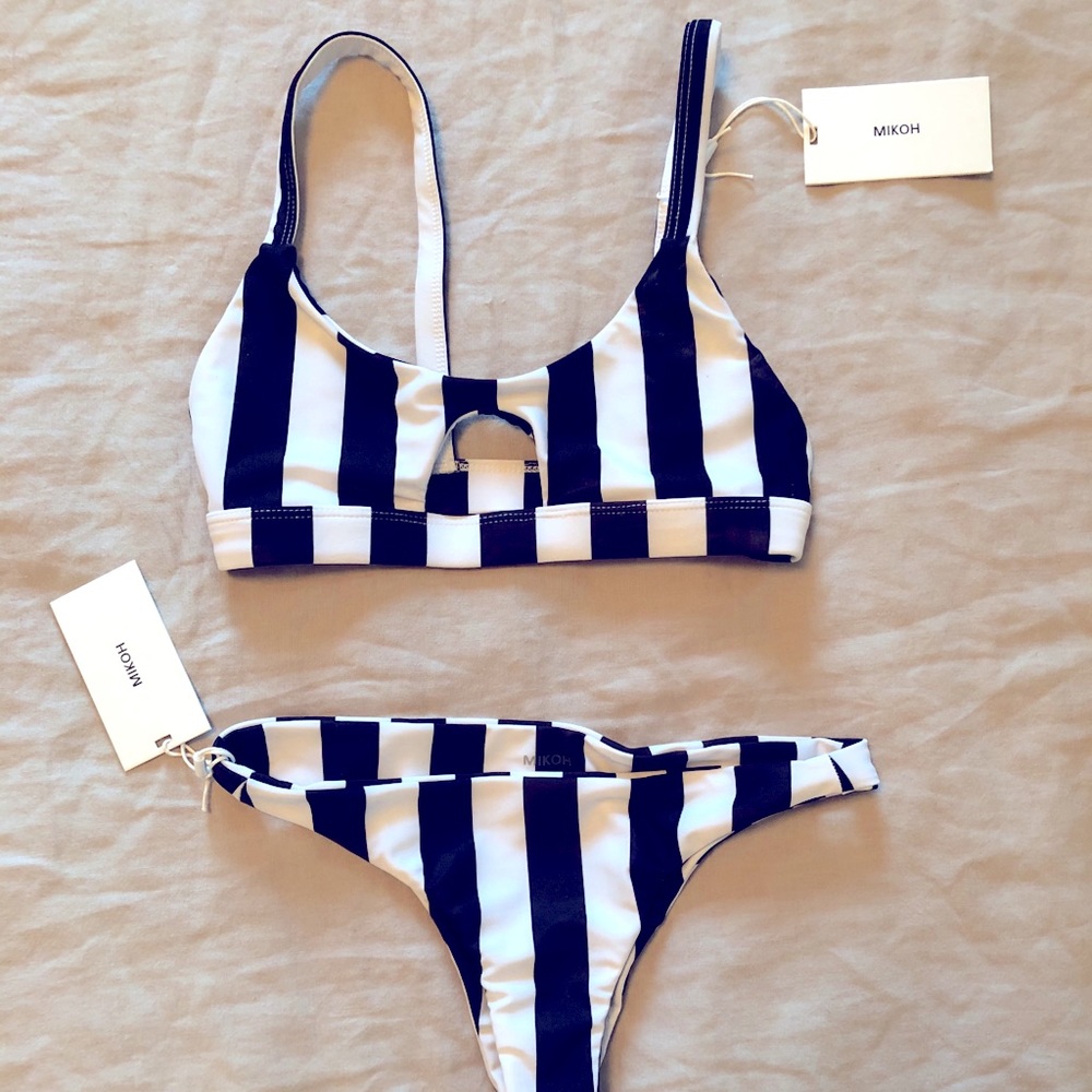 Mikoh retro stripe night top and bottom NWT XS